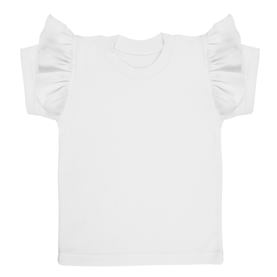 Bawełniana koszulka z falbankami przy rękawach.